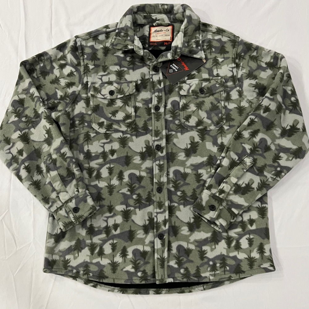 Hawke & Co Outfitter Mens Camo Tree Fleece Lined Flannel Shirt Jacket Size M